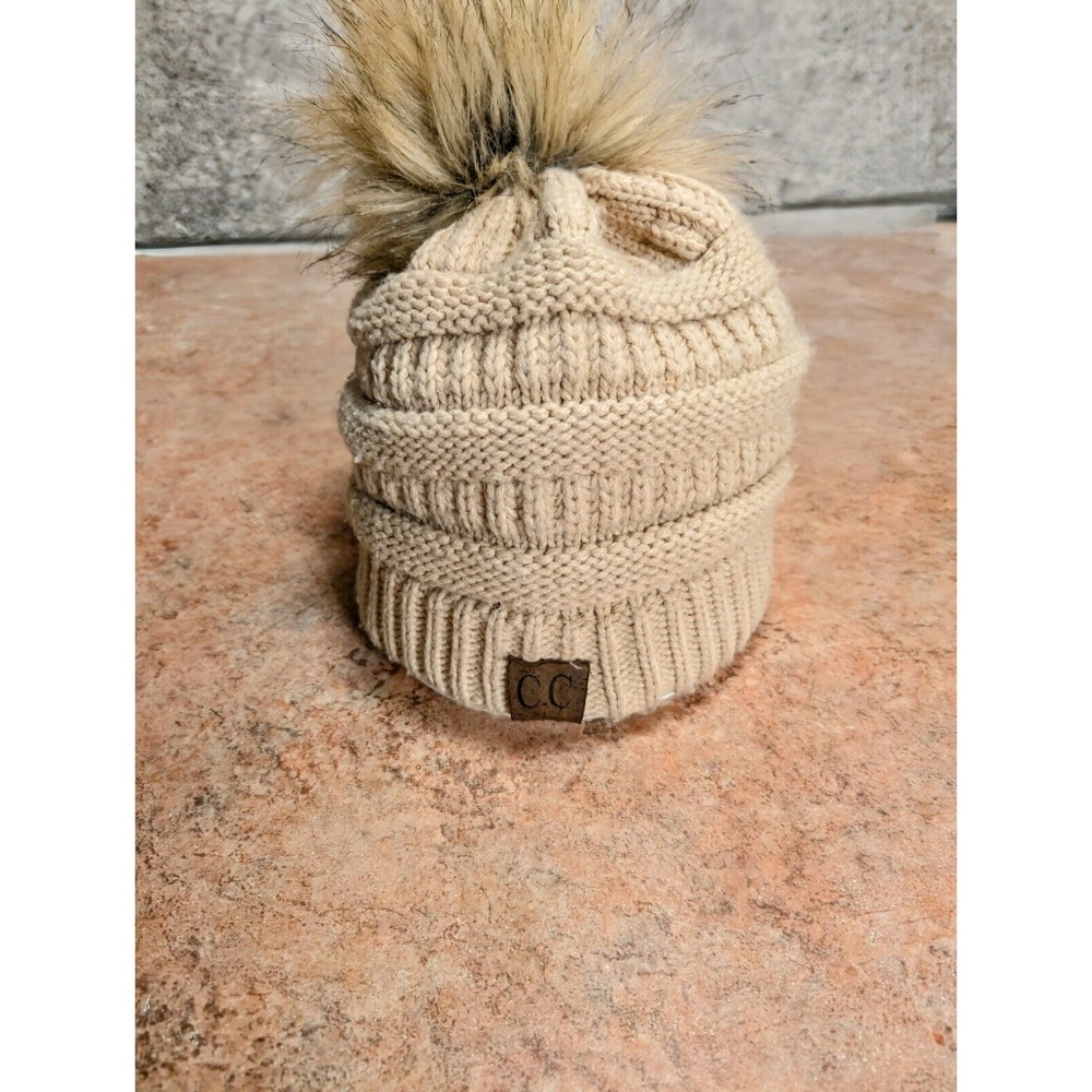 C.C Exclusive Women's Winter Stocking Hat Fuzzy Pompom